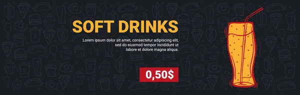 Fastfood-Menü mit alkoholfreien Getränken. Hand Draw Doodle Hintergrund. — Stockfoto