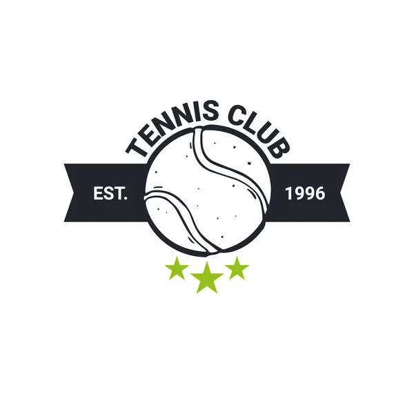 Clube de tênis ou logotipo do campeonato ou emblema. Ilustração vetorial . — Vetor de Stock