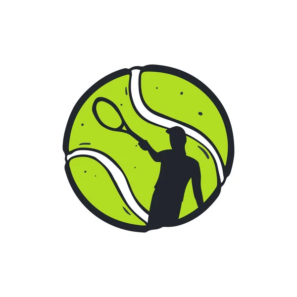 Bola de tênis com jogador dentro. Ilustração vetorial . —  Vetores de Stock