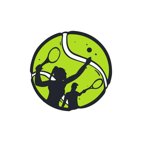 Pelota de tenis con jugador dentro. Ilustración vectorial . — Vector de stock