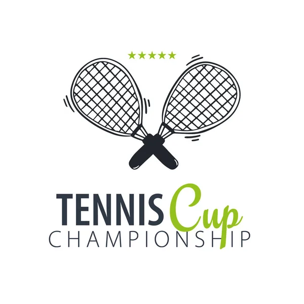 Clube de tênis ou logotipo do campeonato ou emblema. Ilustração vetorial . — Vetor de Stock