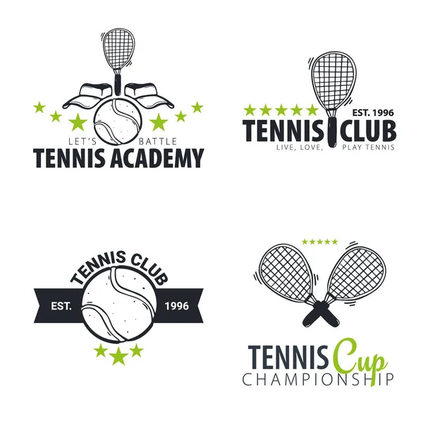 Ensemble de logos ou emblèmes de club ou de championnat de tennis. Illustration vectorielle . — Image vectorielle