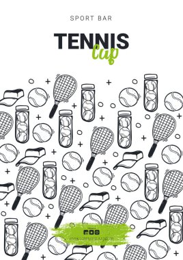 El çizimi arkaplanı olan tenis pankartı.