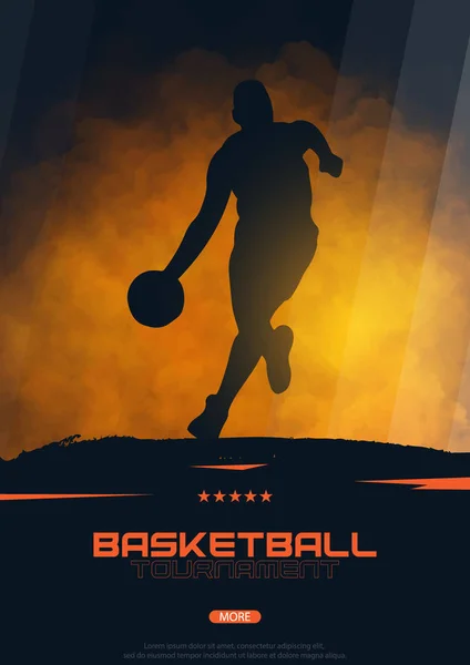 Banner de basquete com jogadores. Design de cartazes esportivos modernos . — Vetor de Stock