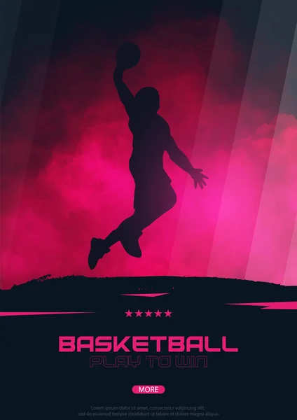 Banner de baloncesto con jugadores. Diseño de carteles deportivos modernos . — Vector de stock