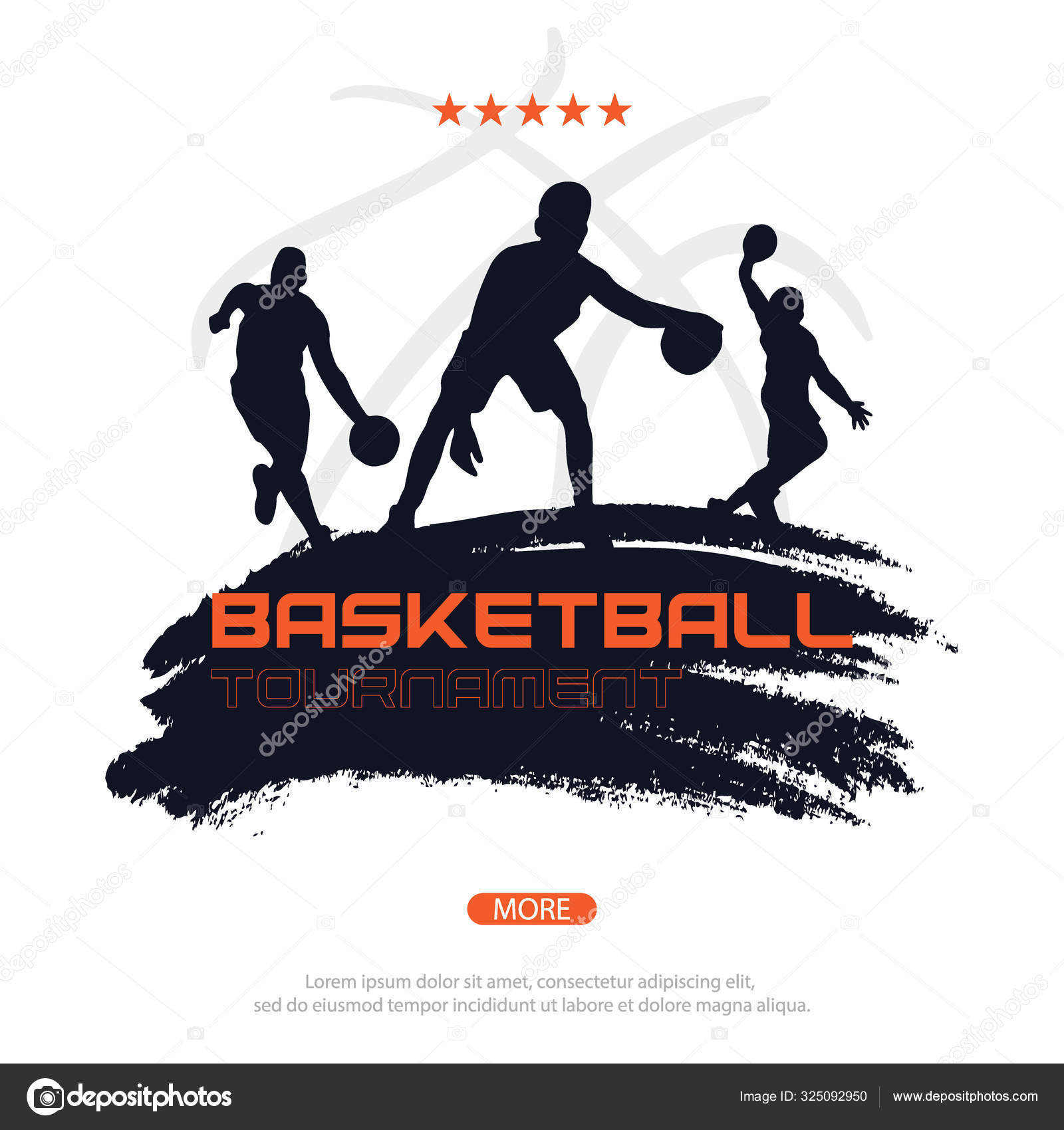 Basketball banner with players. Modern sports posters design. Stock