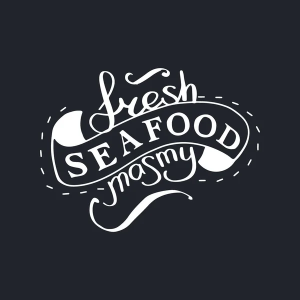 Fischrestaurant. frische Meeresfrüchte Hand zeichnen Schriftzug. — Stockvektor