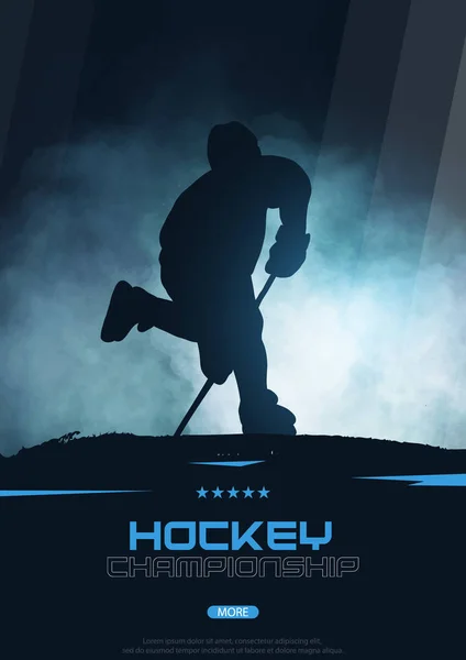 Ice Hockey poster with player and Stick. — Stock Vector