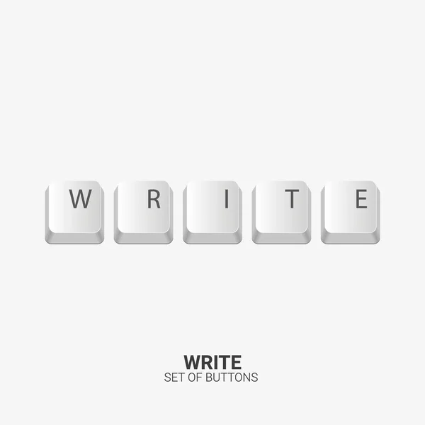 Write. Keyboard buttons on white background. Vector illustration. — ストックベクタ