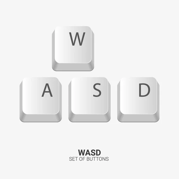 WASD. Botones de teclado sobre fondo blanco. Ilustración vectorial . — Archivo Imágenes Vectoriales