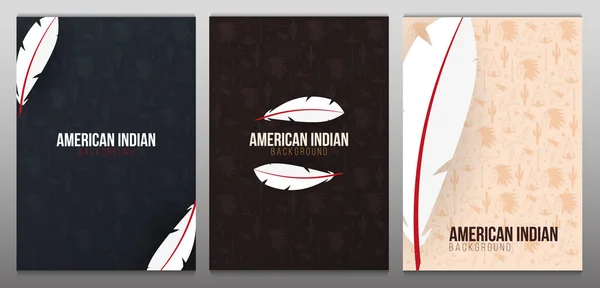 Indianische Banner mit Federn und handgezeichneten Doodle-Elementen. — Stockvektor