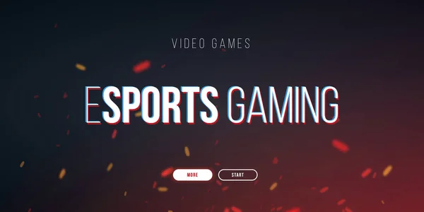 Cyber Sport banner with glitch effect. Esports Gaming. Video Games. Live streaming game match. Vector illustration with flame particles. — Stock Vector