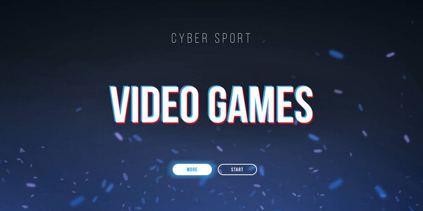 Cyber Sport banner with glitch effect. Esports Gaming. Video Games. Live streaming game match. Vector illustration with flame particles.