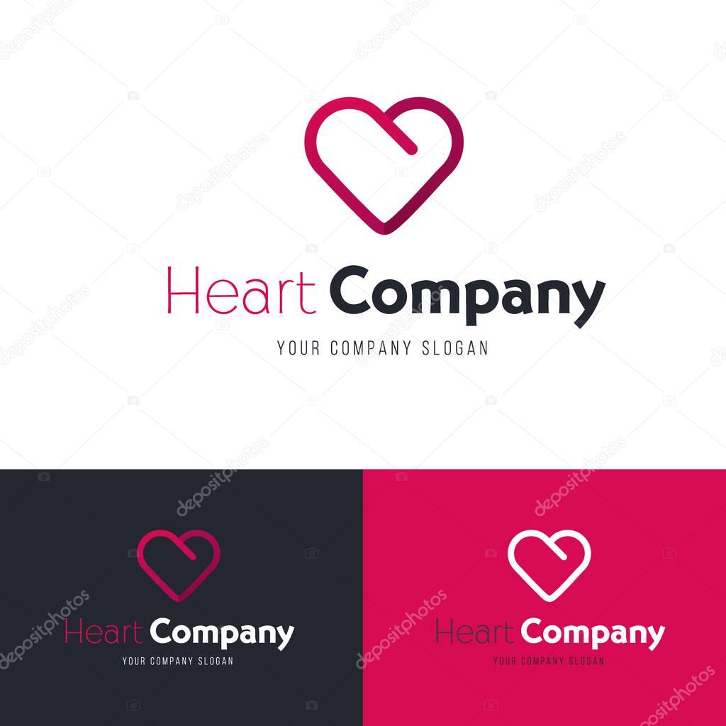 Logo with heart. Love concept for Dating site or apps. template design