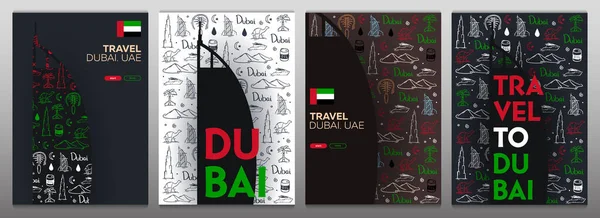 Förenade Arabemiraten. Res till Dubai. Hand rita klotter bakgrund. Vektorillustration. — Stock vektor
