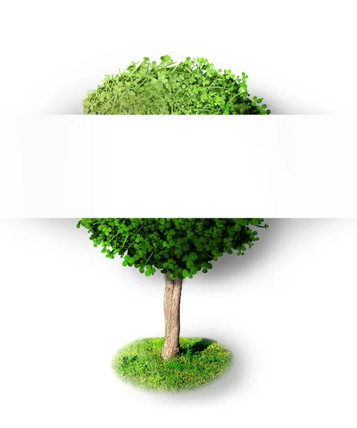 ラベルの設計の使用のための緑の装飾的な木 — ストック写真