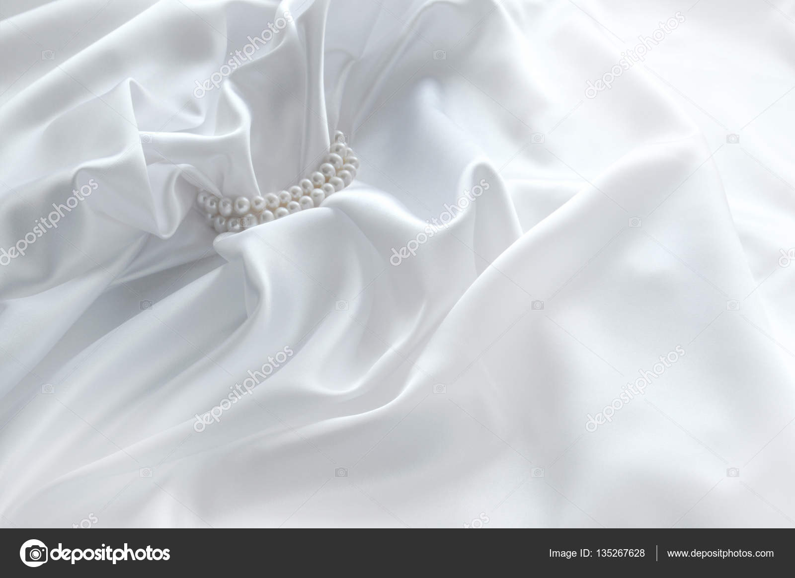 Luxury White Background With Silk And Pearl Beautiful Silk Drapes