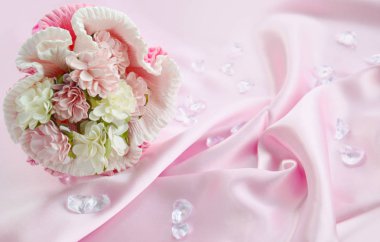 İhale buket beyaz ipek. Metin için yer