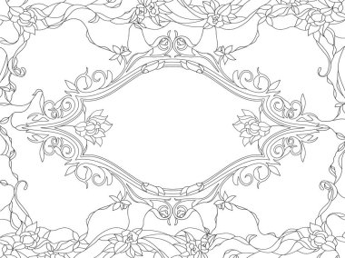 Zentangle boyama sayfası. Çiçeklerle, bitkilerle, yeni sanat eserleriyle, deco desenleriyle boyama. Yetişkin boyama kitabı için serbest çizim.