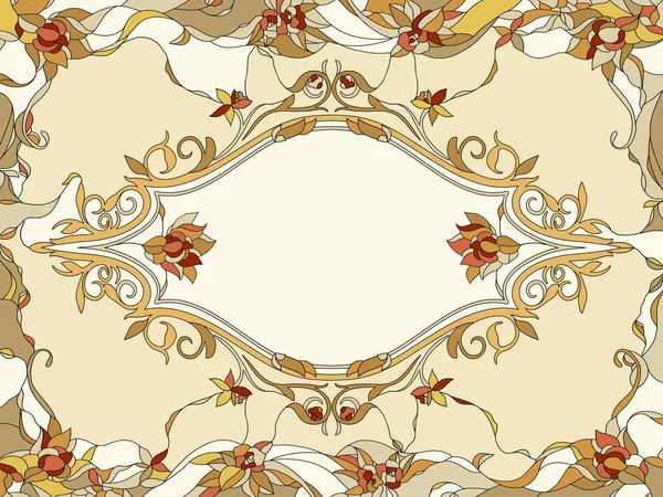 Floral Pattern Art Nouveau Style Warm Tone Background — Stock Photo, Image