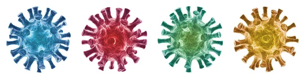 Beyaz zemin üzerinde izole edilmiş virüs - 3D Viroloji ve Mikrobiyoloji - Coronavirus COVID-19 konsepti