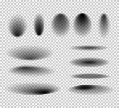 Şeffaf arkaplanda vektör gölgeleri ayarlandı.