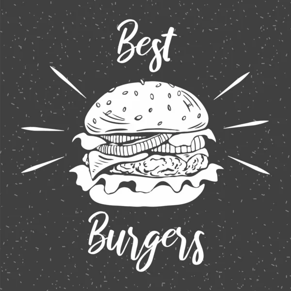 Burger peint, grand sandwich délicieux , — Image vectorielle