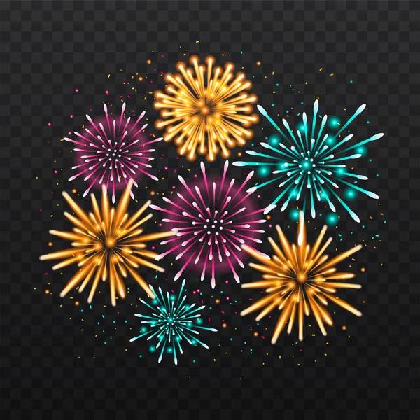 Nuovo anno fuochi d'artificio decorazione — Vettoriale Stock
