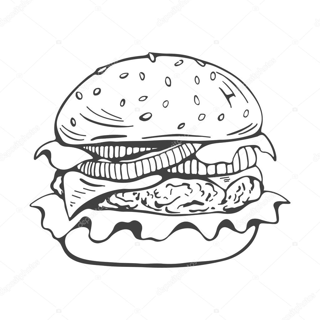 Painted burger, great delicious sandwich