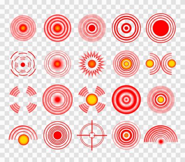 Bir dizi acı çemberi, kırmızı halkalar. 