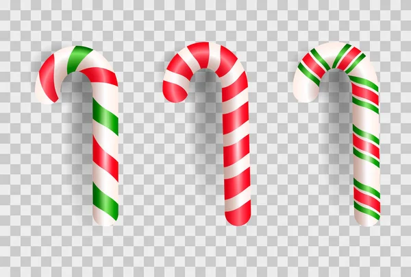 Set of realistic christmas candy cane. — Stock Vector