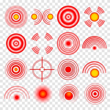 Bir dizi acı çemberi, kırmızı halkalar.