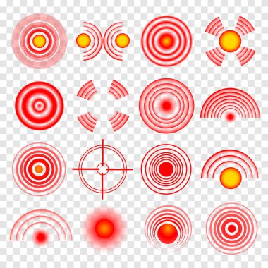 Bir dizi acı çemberi, kırmızı halkalar. 