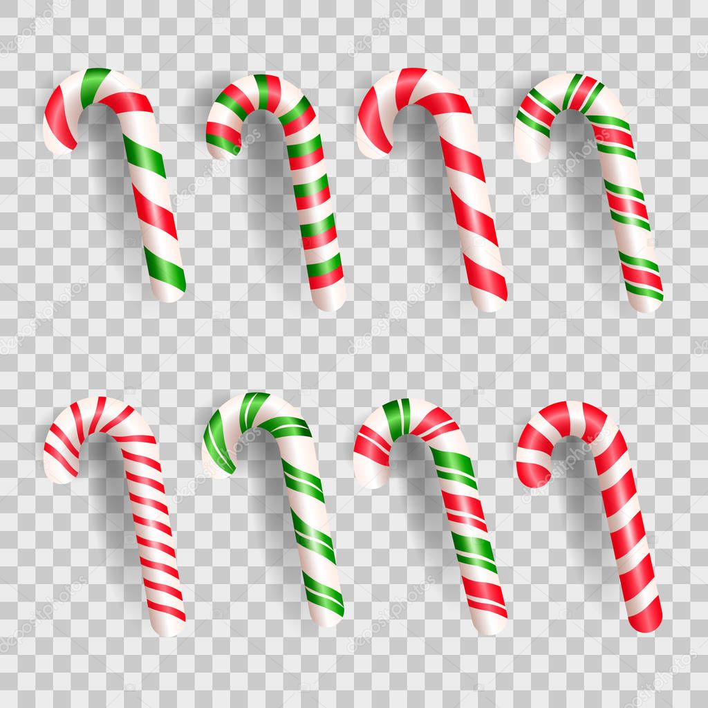 Set of realistic christmas candy cane.