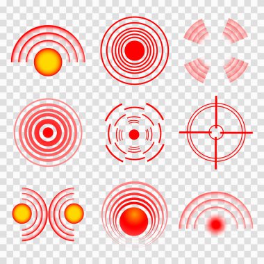 Acı kırmızı çember veya yerelleştirme işareti.