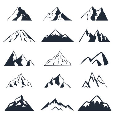 Beyaz bir arka plan üzerinde dağ Icons set. 