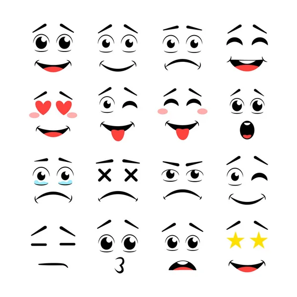 Bonito emoticon emoji personagens em estilo japonês . — Vetor de Stock