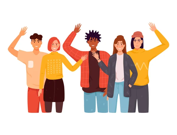 People wave hello. — Stock Vector