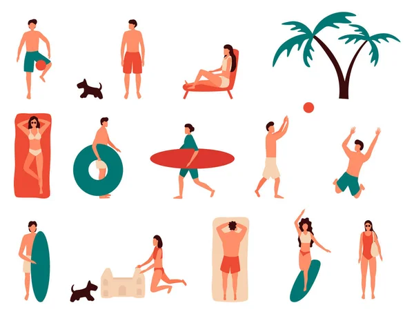 Sea swimming. Active people diving. — Stock Illustration Sea swimming. Active people diving. Stock Illustration