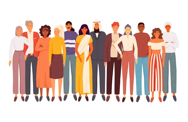 Groupe multiethnique de personnes debout ensemble — Image vectorielle