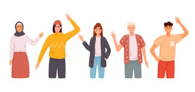 Farklı milletler temsilcileri el sallıyor. 