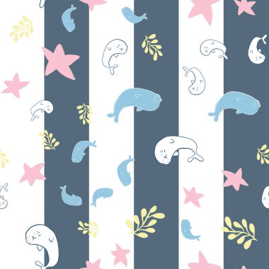 Okyanus dikişsiz desen tasarımını mühürle