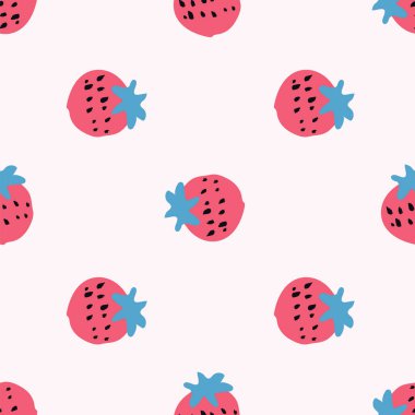 Çilekli meyve pürüzsüz tekrar desenli tasarım