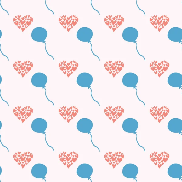 Ballon coeur motif répété sans couture — Image vectorielle