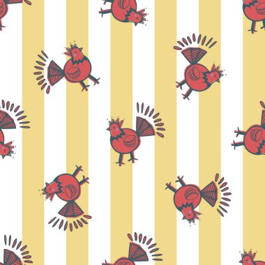 Tavuk folklorik iz çizgileri kusursuz tekrar deseni
