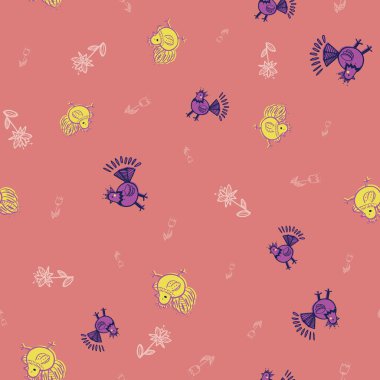 Folklorlu tavuk çiçeği pürüzsüz tekrar deseni