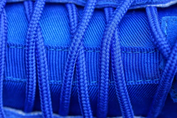 Deri Spor Ayakkabı Kumaşında Mavi Dantel Doku — Stok fotoğraf