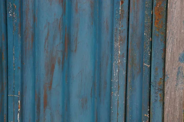 Textura Metal Azul Uma Antiga Parede Ferro Escuro Gasto — Fotografia de Stock