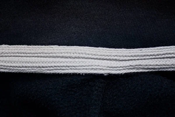 Zwarte Stof Textuur Met Witte Streep Kleding — Stockfoto