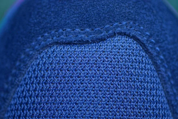 Camurça Azul Textura Tecido Com Uma Costura Sapato — Fotografia de Stock